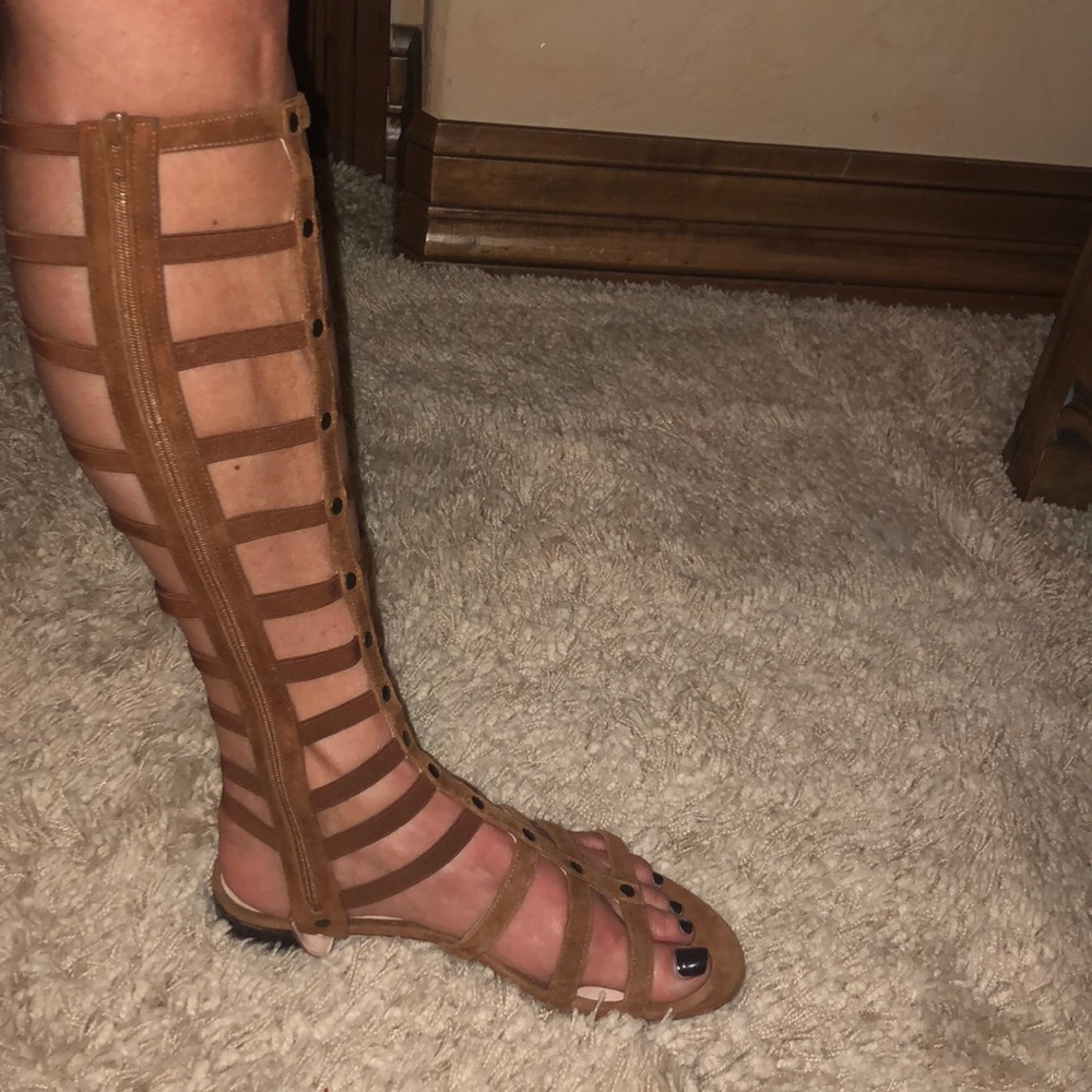 Brown suede gladiator sandals